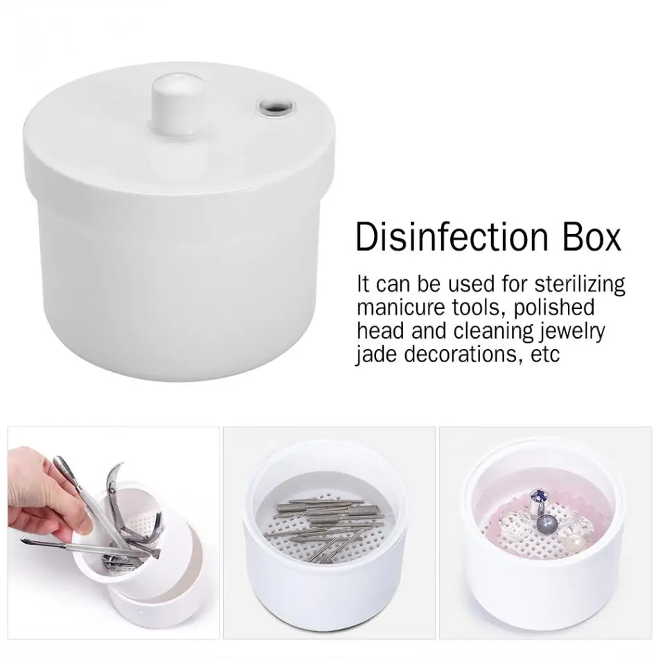 

High Temperature Sterilizer Round Nail Sterilizer Disinfection Box Manicure Jewelry Barber Glass Nail Art Sterilizing Salon Tool