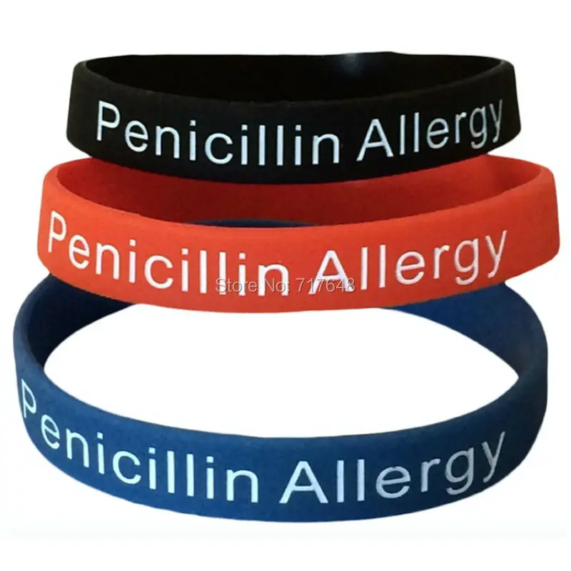 300pcs penicillin allergy wristband silicone bracelets rubber cuff