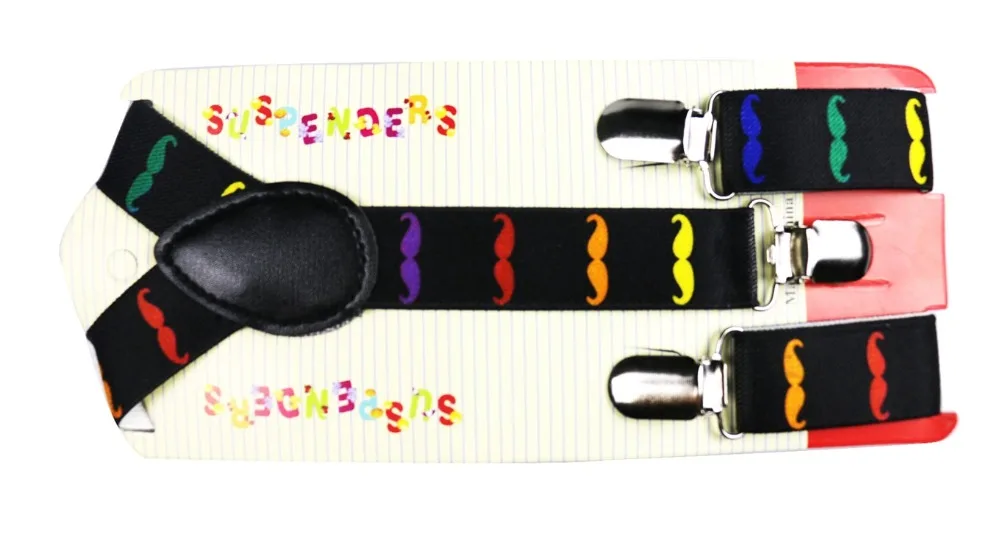 HUOBAO модные детские костюмы Регулируемый зажим на Красочные Усы Печать подтяжки для детей мальчик 3 подтяжки с зажимами