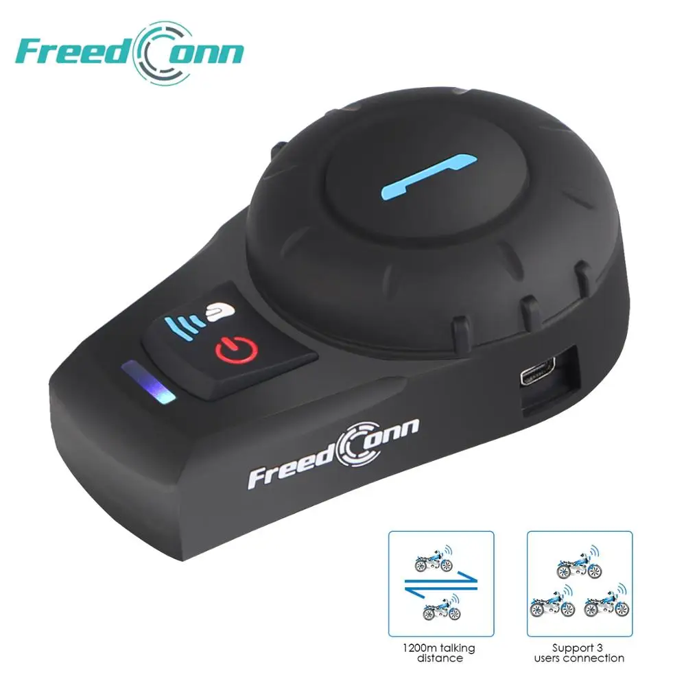 

Freedconn FDC-VB Full Duplex Motorcycle Bluetooth Interphone 500M Waterproof FM Helmet Intercom Headset Speaker For 3 Riders