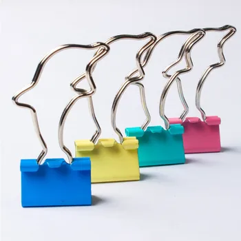 

4pcs/lot Metal Binder Clips Notes Letter Cute Paper Clip Colorful Dophins, Ducks, Bears, Office Stationary Supplies Gifts