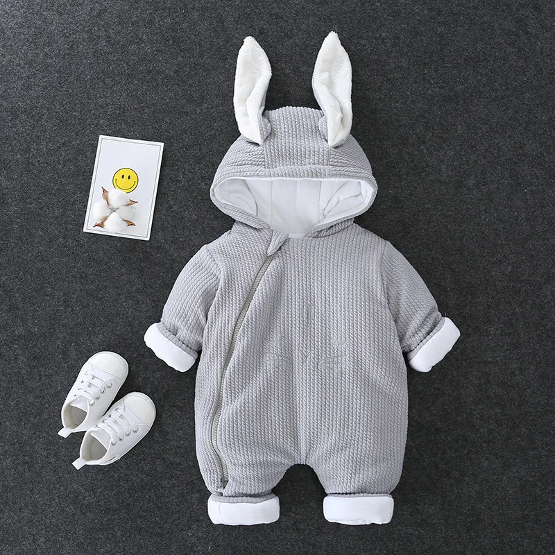 OKLADY/ г.; зимний комбинезон для малышей; одежда для маленьких девочек; осенние толстовки с капюшоном для новорожденных; теплая Милая хлопковая одежда для маленьких мальчиков; Modis; 12M - Color: Gray