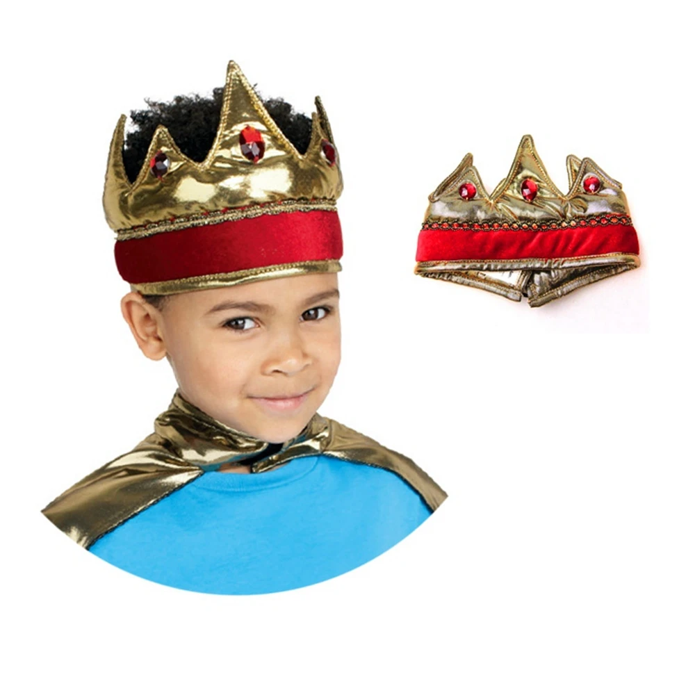 Children King & Queen Crown Kids Headband with Gem Halloween Cosplay
