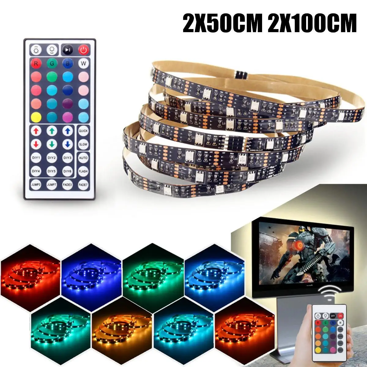 

Mising Non Waterproof RGB LED Strip Light 5050 SMD USB Powered Colour Changing LED Strip TV Background Ambient Lighting 5V