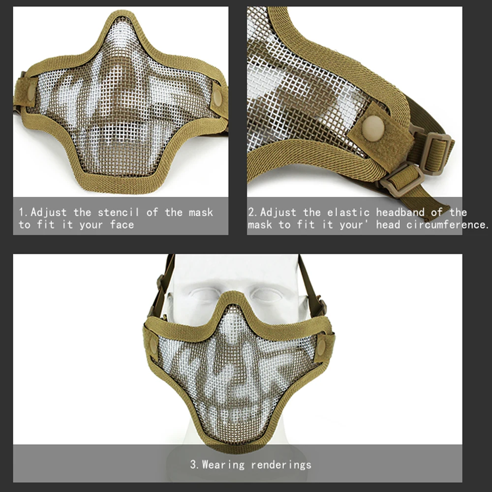 ActionUnion Страйкбол Череп Половина маска для лица тактические металлические стальные сетки провода маски защиты Велоспорт Охота Пейнтбол CS