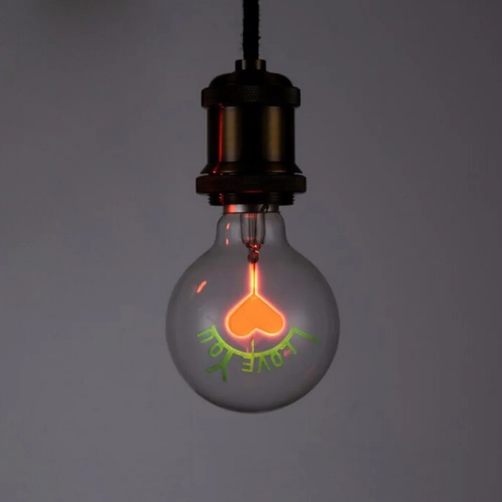 

I Love You Shaped Decorative 3W 220V Light Bulb Incandescent Vintage Bulb E27 3W Edison BulbsRetro Edison Art Decoration