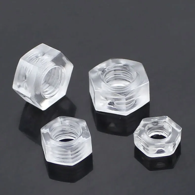 100Pcs M3 T Transparent Plastic Hex Nut DIN934 Hexagon Nuts Metric