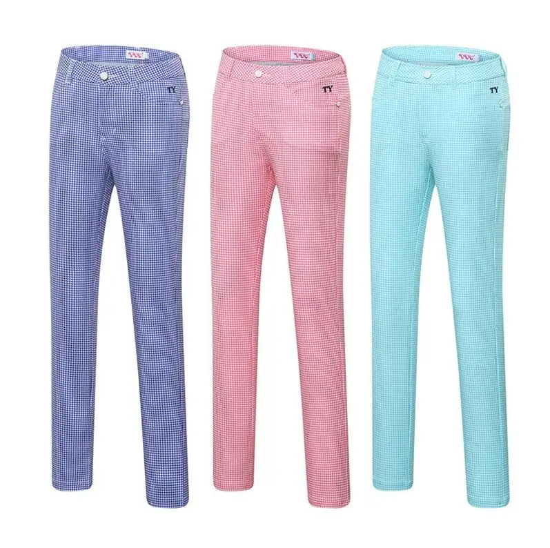 

2019 summer Golf Plaid Pants Women outdoor Sports Big Yards Trousers Slim Soft Breathable Tennis Training sportswear pants