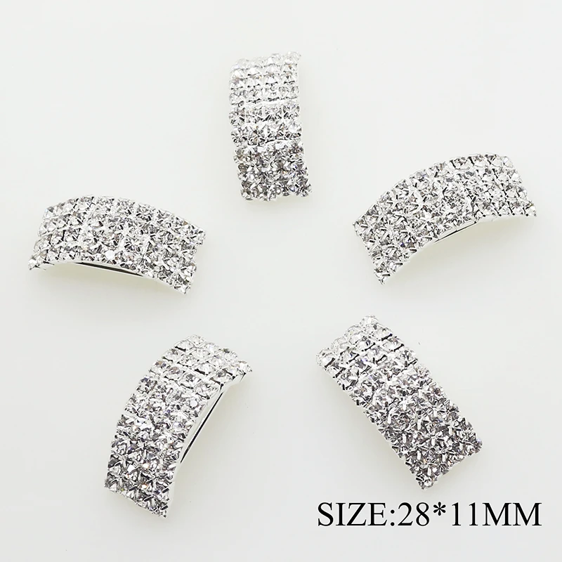 

5pcs/lot 28mm*11mm Silver Arch Rhinestone Buckles Diamond Buttons for Wedding Invitation Card Ribbon Silder DIY Bow Decoration