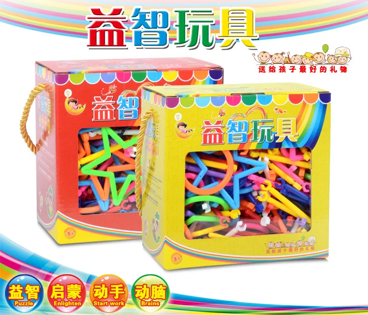 370pcs/lot Plastic rods Building Blocks Toy Bricks DIY Assembling