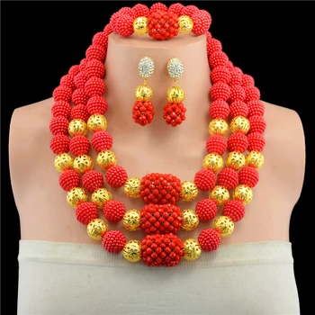 

Fashion 2019 Women Necklaces Yellow African Beads Jewelry Sets Nigerian Wedding Bridal Indian Beads Jewelry Sets Crystal Beads