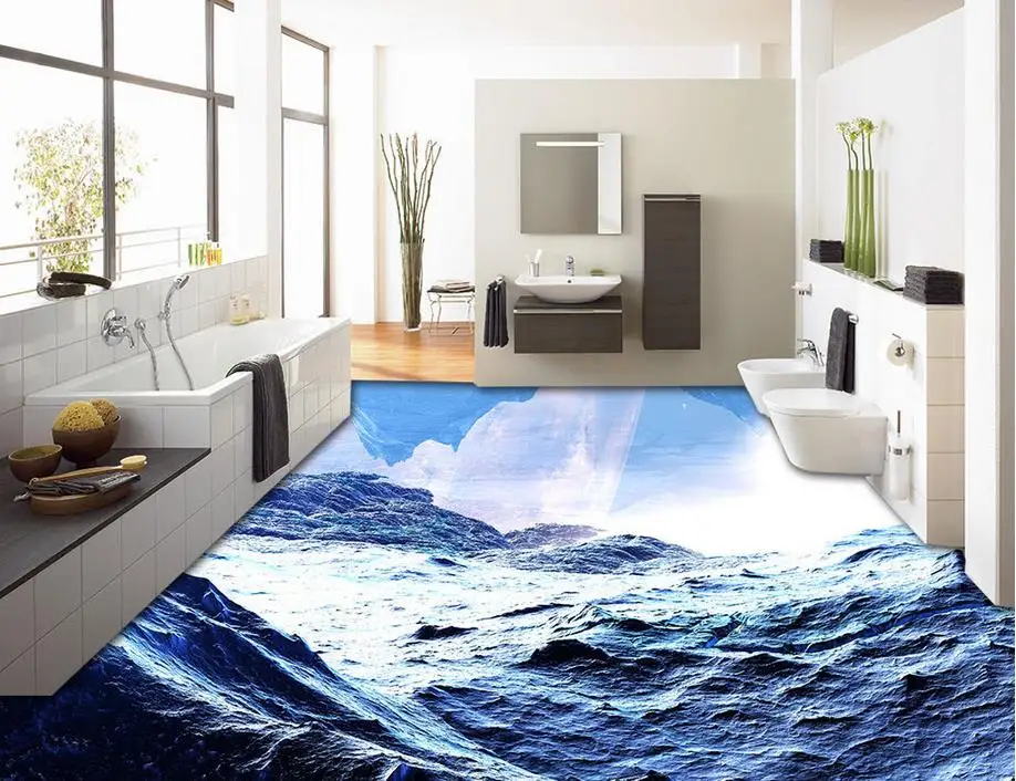 Us 54 89 Vinyl Flooring Waterproof Custom Mural Wallpaper Beautiful Tiles Bedroom Floor In Wallpapers From Home