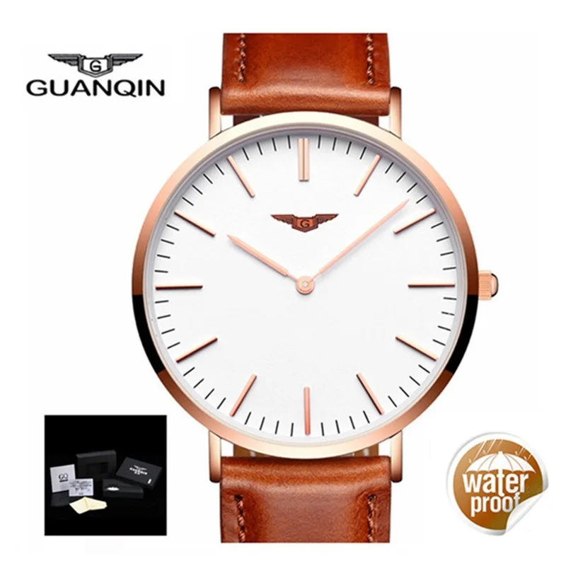 GUANQIN Thin Watch Men 2018 Male Clock Brand Luxury Quartz Watch Men Stainless Steel Mesh Band Mens Wristwatch Relogio Masculino GUANQIN Thin Watch Men 2018 Male Clock Brand Luxury Quartz Watch Men Stainless Steel Mesh Band Mens Wristwatch Relogio Masculino
