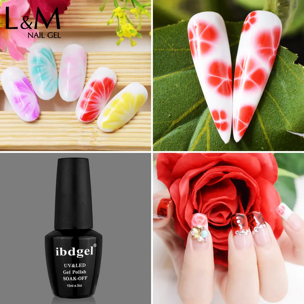 

ibdgel 2pcs DIY Gel Polish Nail Art Design Blossom Flowers UV Nail Gel Polish White Clear
