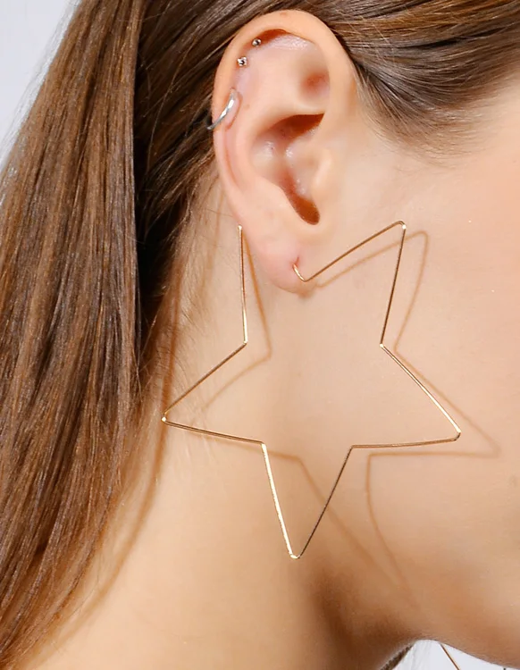 

Big Star Shaped Stud Earrings Simplicity Handmade Copper Wire Earring for Women