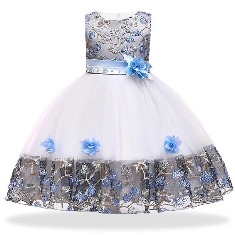Пасхальное платье для выступлений для девочек, летнее свадебное платье, костюм Детские платья для девочек, праздничные платья принцессы для девочек 3, 4, 5, 6, 7, 8 лет - Цвет: Blue