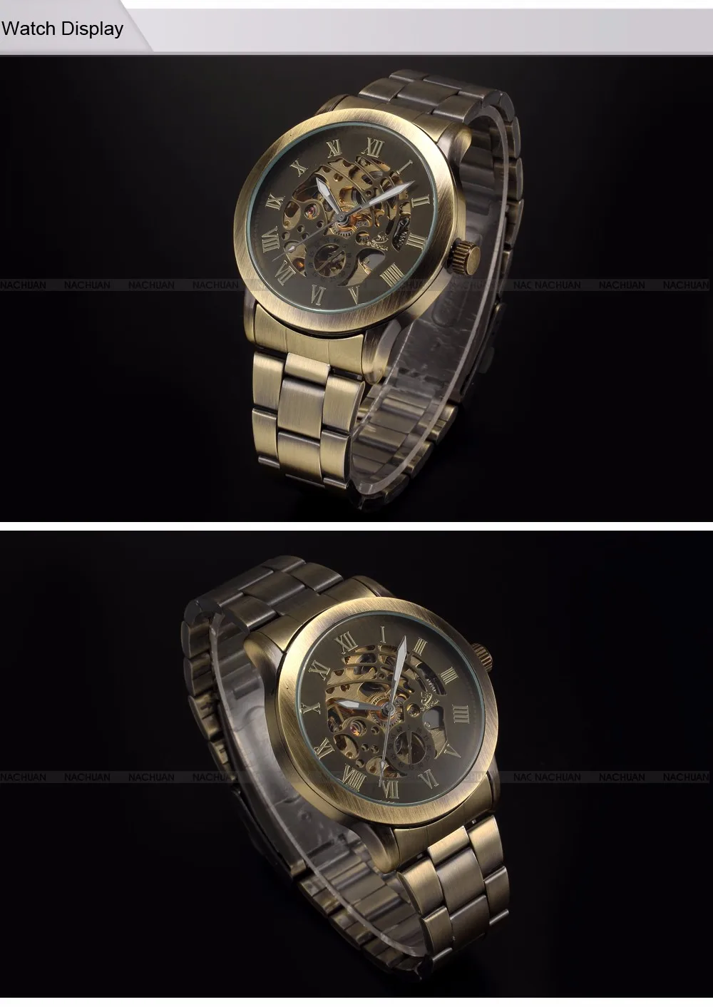 Новые часы в стиле стимпанк, мужские винтажные бронзовые автоматические механические наручные часы с скелетом, мужские механические часы, мужские часы