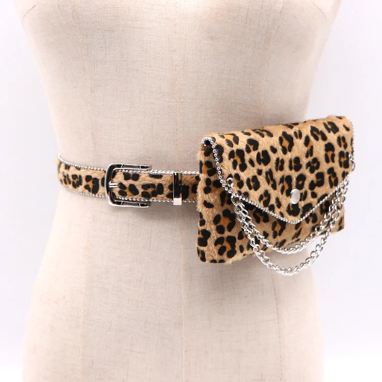 Для женщин поясная Женская поясная сумка Мода меха леопарда Телефон чехол Сумки Дизайн Для женщин Сумка-конверт для дам поясная сумка Bolosa