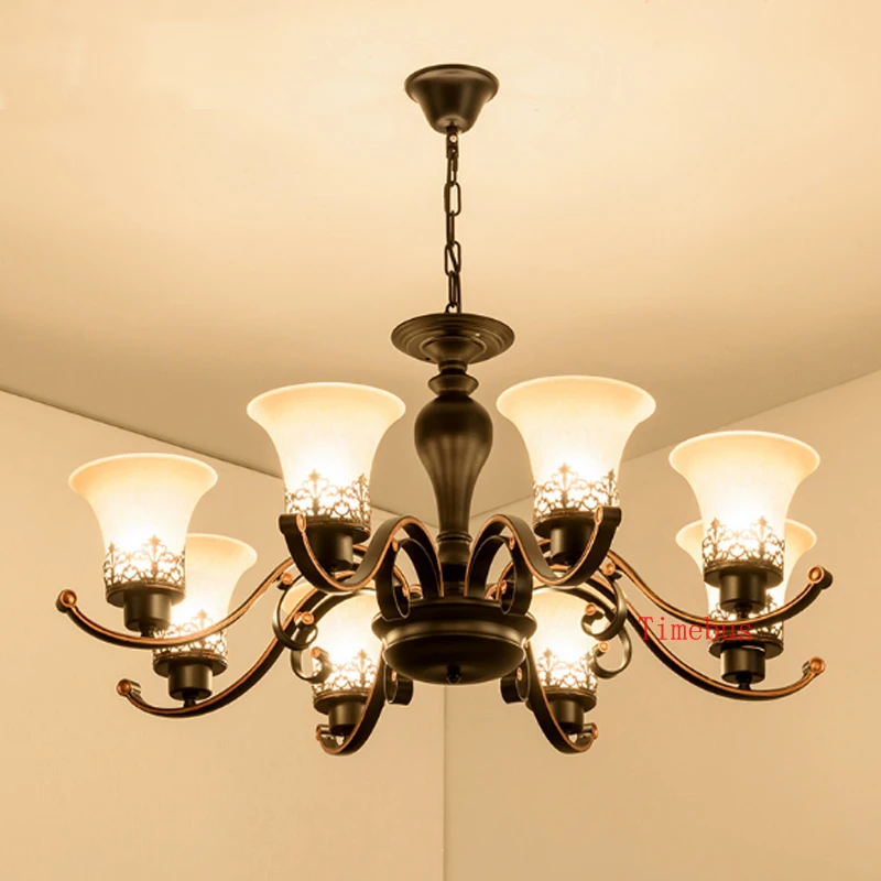 

American rural living room Iron pendant lamp Retro bedroom study lamps northern European pastoral Restaurant pendant lights