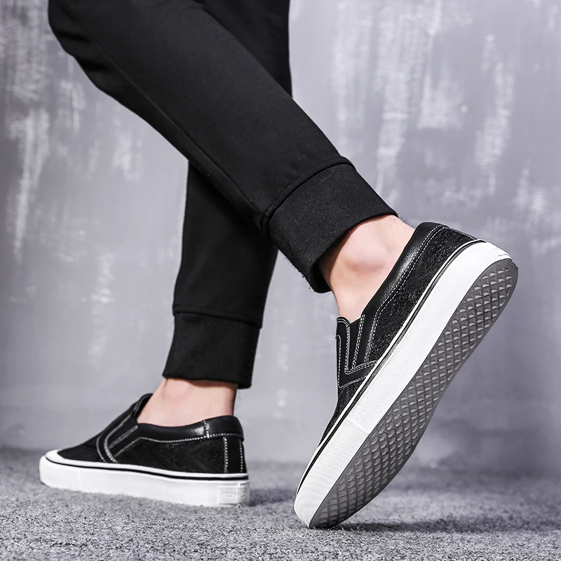 Os Apartamentos Sobre Deslizar Homens Qualidade Listagem Casuais Alta Da A Heinrich De Nova Moda Preto Respirável Lona Dos Sapatas Sapatos F7OPWaq8