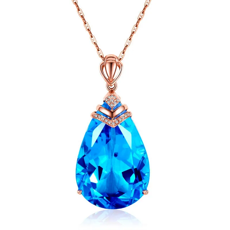 Кристальные женские ожерелья и кулоны с голубым камнем, модные ожерелья-чокер розового золота для женщин, винтажные подарки на год