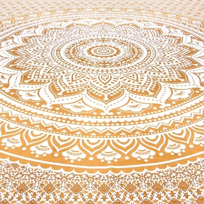 Indian Queen Size Ombre Mandala Pattern Handmade Bedspread Tapestry (2)