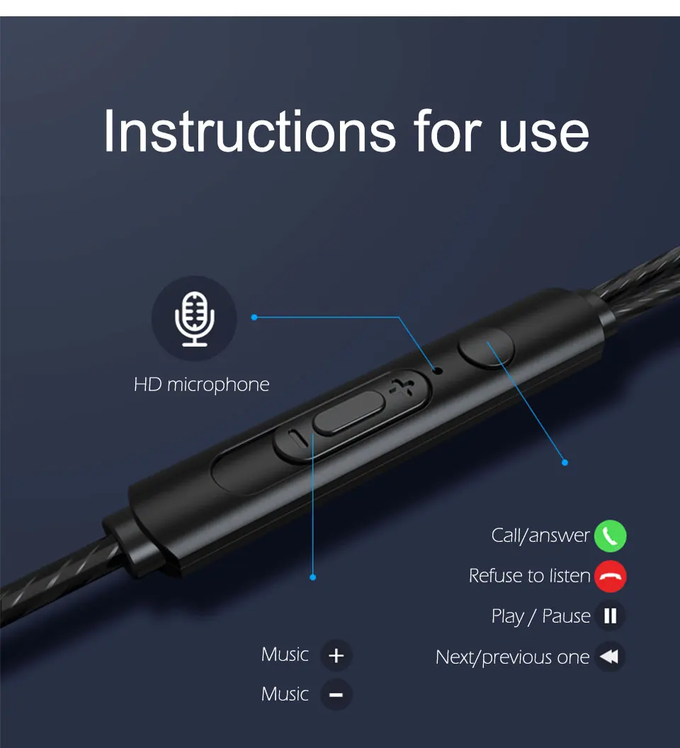 Earphones Metal Magnetic Stereo sports Bass Headset 3.5mm In-Ear Earbuds Earphone With Microphone headphones for Smart Phone (6)