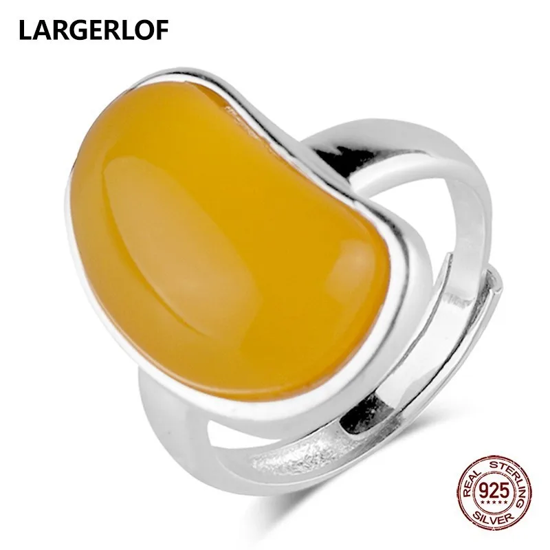 

LARGERLOF 925 Sterling Silver Ring Natural Chalcedony Women Fine Jewelry Rings For Women 925 Silver Jewelry JZ50009
