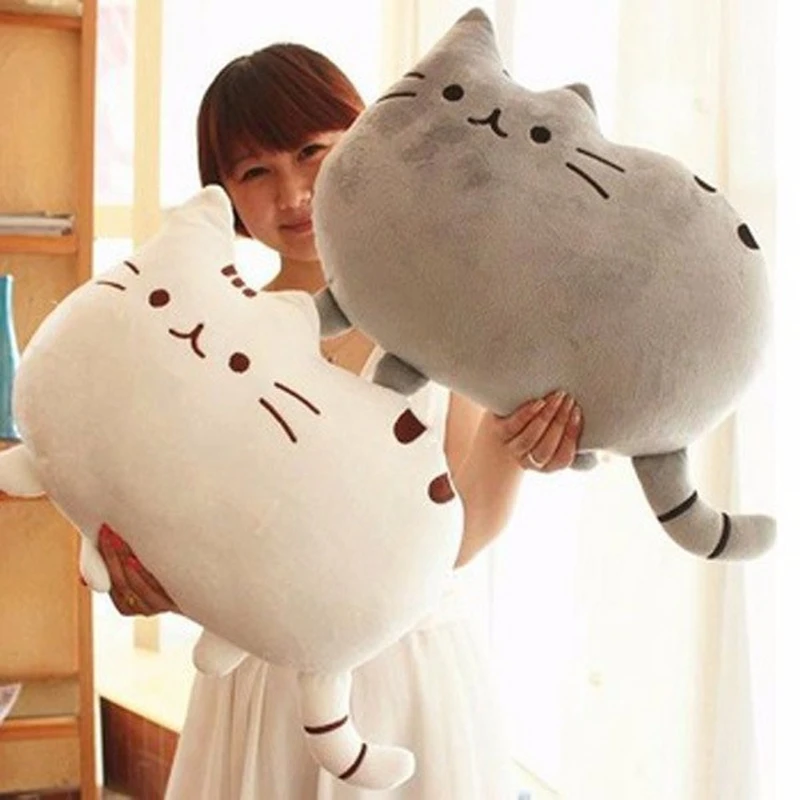 40*30cm Kawaii Cat Pillow With Zipper Only Skin Without PP Cotton Biscuits Plush Animal Doll Toys Big Cushion Cover Peluche Gift for samsung galaxy a14 5g oil skin zipper wallet leather phone case rose gold