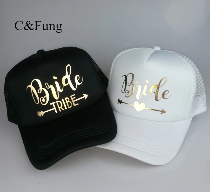 

C&Fung Bride Tribe Bachelorette Snapback Trucker Hat Cap Team Bride gold letters Arrow bride to be bride tribe baseball hats