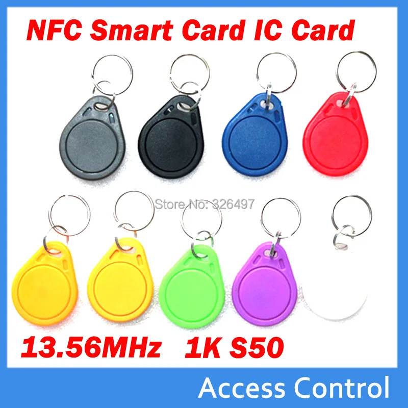 

100pcs(Compatible with S50) RFID 13.56 Mhz IC Tag Token Key Ring IC cards Multicolor optional china fudan FM1108 chips
