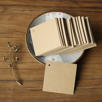 

Square card Simple Style Pack of 20 Pieces Message Word Card 7X7cm Kraft not Including string