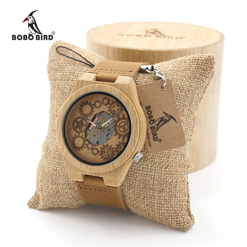 BOBO BIRD Mens Bamboo Wooden sport Quartz Watches Causal Dress with Luminou Hands as Gift relogio masculino