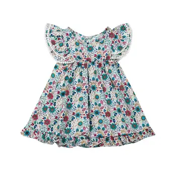 

2019 New Fashion Kids Baby Girls Summer Lace Floral Short Sleeve Sundress Ruffle Pageant Party Casual Dresses 1-6T