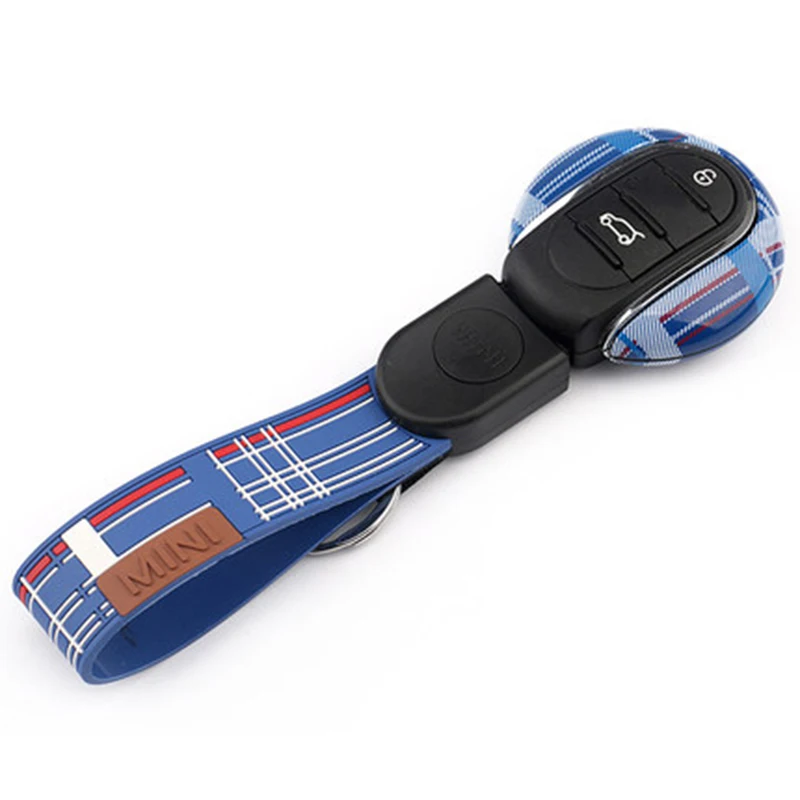 Юнион Джек Автомобильный ключ сумка брелок чехол корпус Защита для Mini Cooper One JCW S F54 F55 F56 F60 земляк аксессуары - Название цвета: Blue stripe
