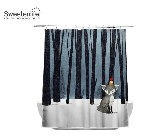 Sweetenlife занавеска для ванной с изображением животных, с рисунком черного медведя, водонепроницаемая занавеска для ванной, 180*180 см, европейский и американский стиль, занавеска для душа - Цвет: SL0507