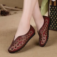 Original new genuien leather shoes handmade comfortable soft bottom women shoes retro literary casual shoes with flat shoes