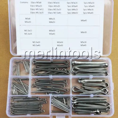 

16 Kinds of 304 Stainless Steel Split-Cotter Pins Assortment Kit M1 - M6