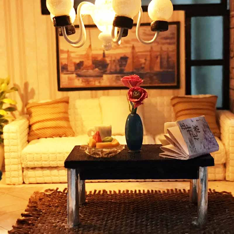 Furniture Doll House Wooden Miniature DIY DollHouse Furniture Kit Assemble with Dust Cover Doll Home Toys For Christmas Gift Furniture Doll House Wooden Miniature DIY DollHouse Furniture Kit Assemble with Dust Cover Doll Home Toys For Christmas Gift