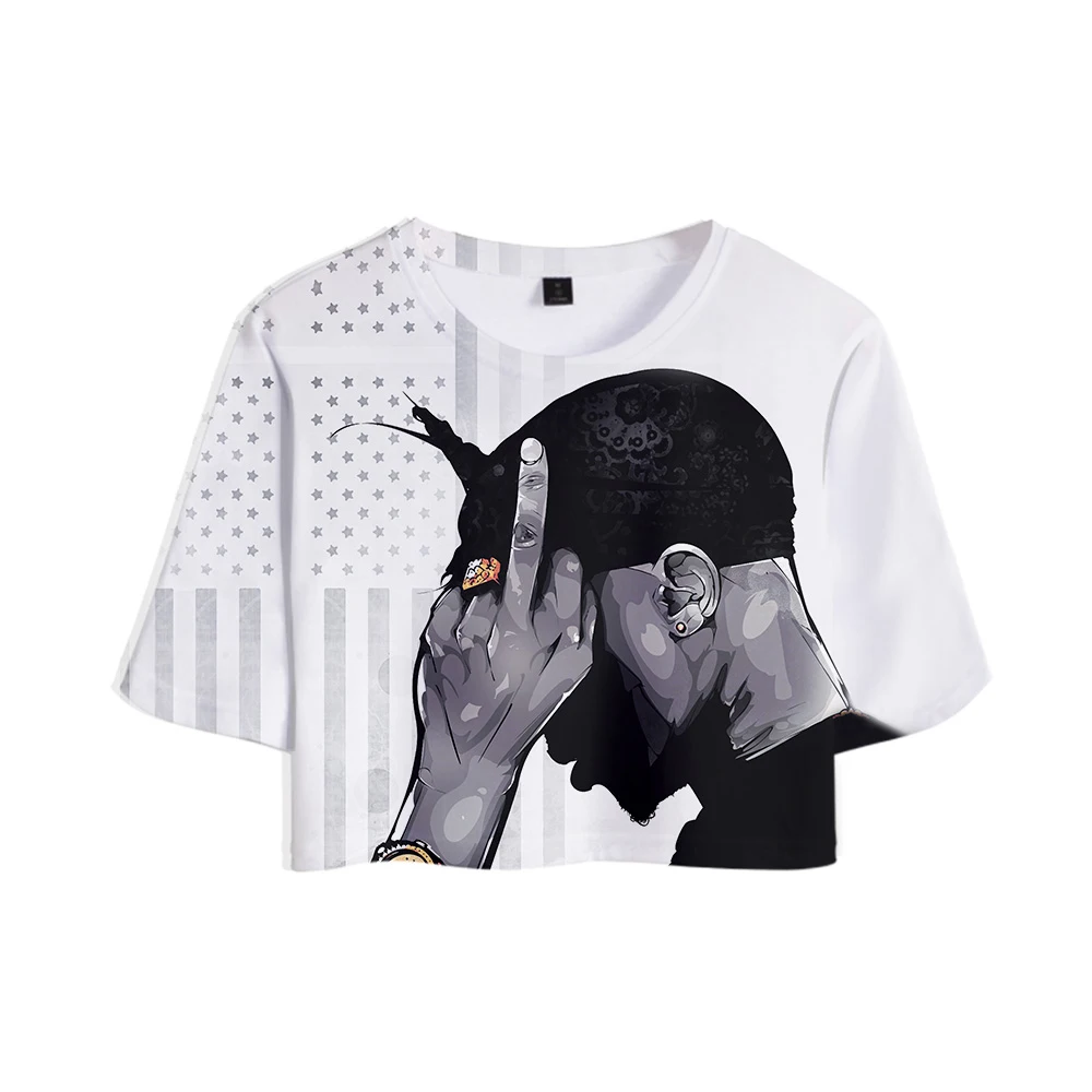 

2019 New Rapper 2pac 3D print Tops Crops Girl t-shirt Short T shirt Women Sexy Clothes Sale Casual Plus Size