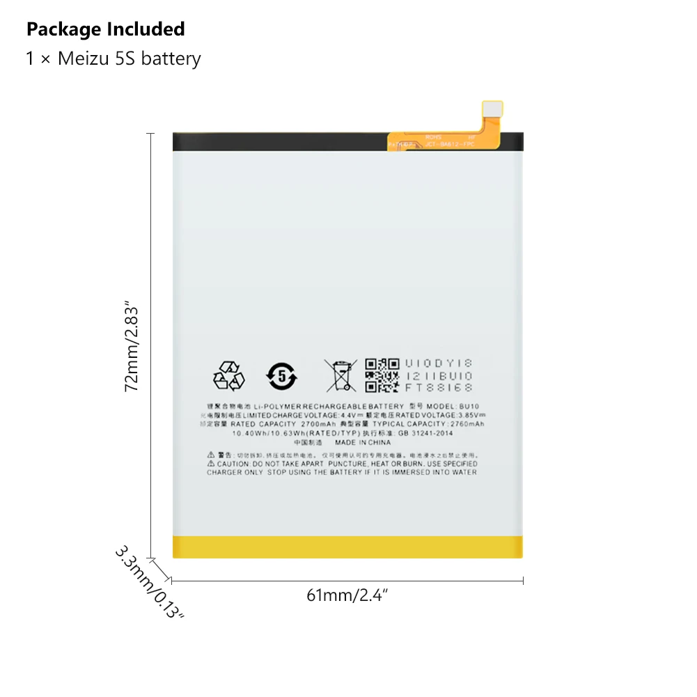 Аккумуляторная батарея 3,85 V 3000mAh BA612, литий-ионная батарея для Meizu 5S M5S M612Q M612M, сменная батарея для мобильного телефона