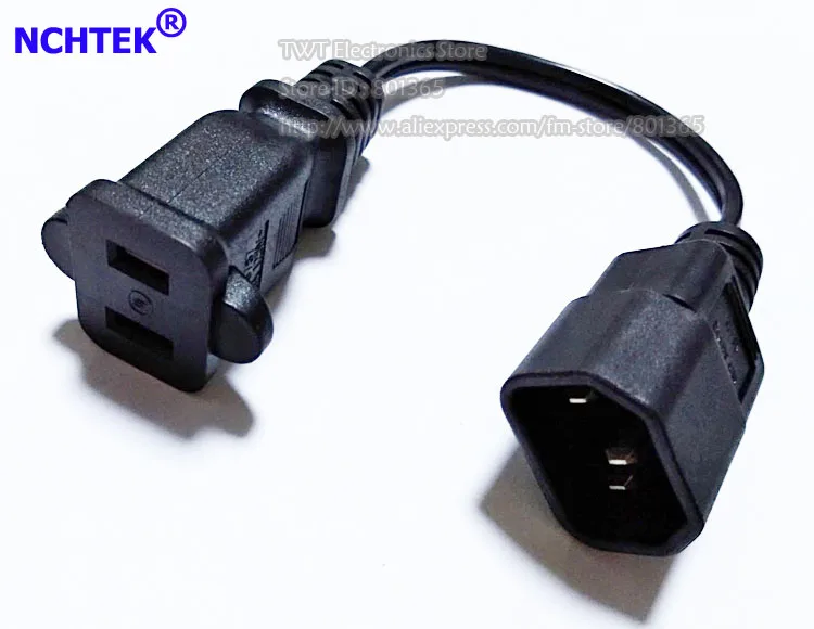 

NCHTEK IEC 320 C14 Male to USA 2Pin Female Socket Power Adapter Cable,C14 to Nema 1-15R Power Adaptor Cord/Free shipping/6PCS