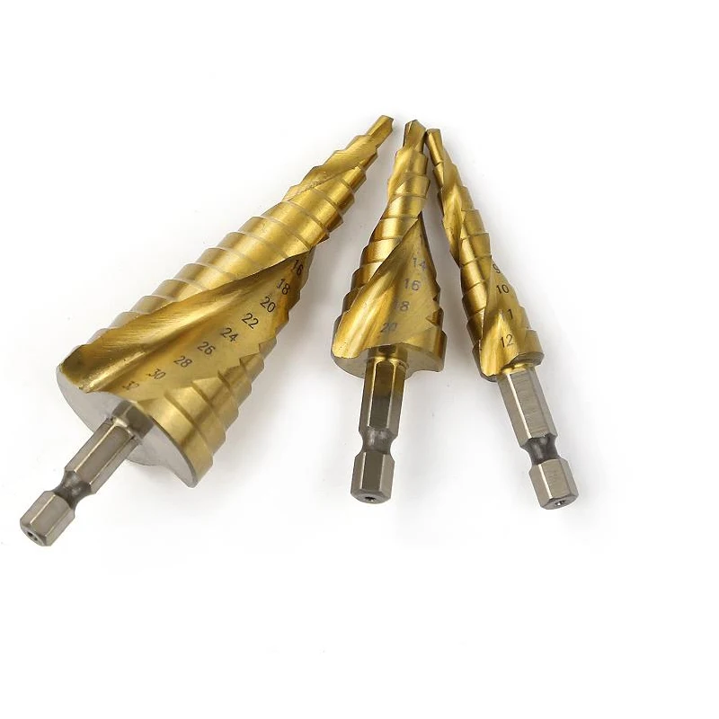 

4-12/20/32mm HSS Spiral Grooved Center Drill Bit Solid Carbide Mini Drill Accessories Titanium Step Cone Drill Bit