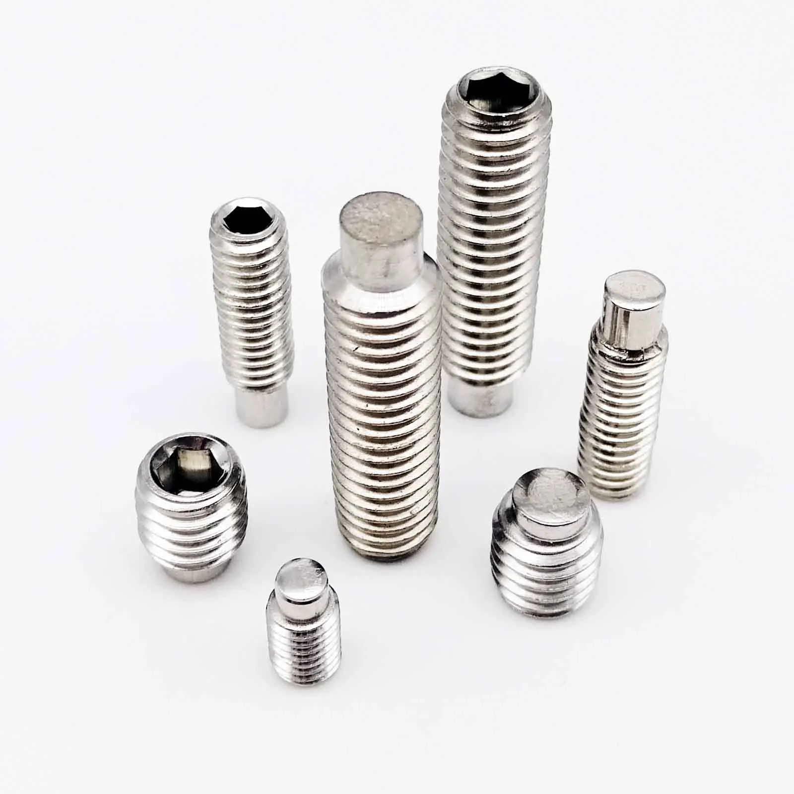 

10/50pcs M3 M4 M5 M6 M8 DIN915 304 stainless steel Allen Head Hex Hexagon Socket Set Screw with Dog Point Grub Convex End Bolt