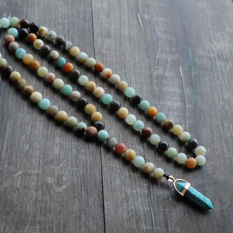 Boho ручной вязки природа бусины из амазонита женские ожерелья подвеска из натурального камня ожерелья для мужчин Подвески Best друг подарок
