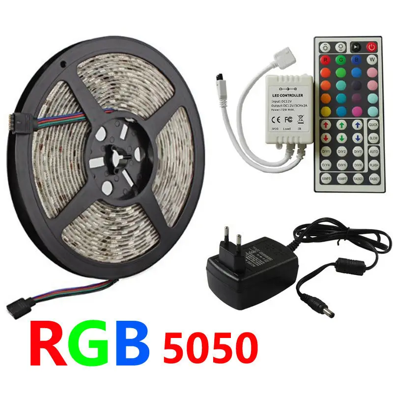 SMD 5050 RGB светодиодные полосы света кремния Водонепроницаемый 300 светодиодов 5 м