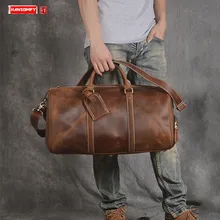 Ретро Мужская сумка, багажная сумка crazy horse, кожаная мужская сумка через плечо, сумка для путешествий, большая вместительность, сумка на плечо для компьютера