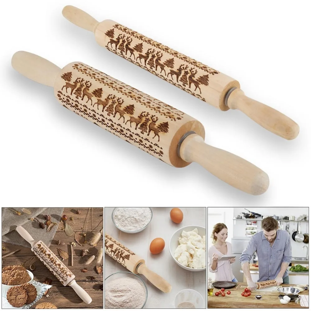 Home Kitchen 35cm/43cm noodle Rolling Pin Manual Dough Roller Wood