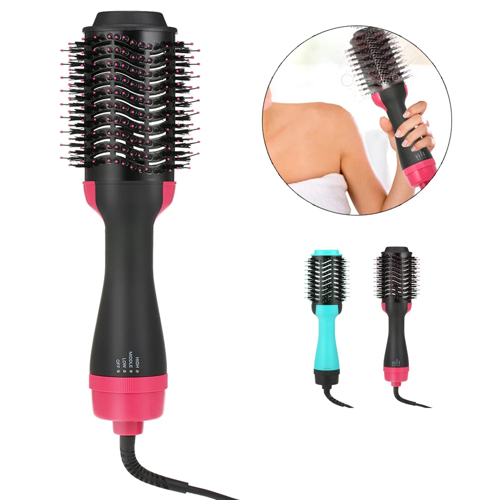 

2 in 1 Negative Ions Hair Dryer Curler Straightener Hot Air Hair Brush Volumizer Salon Styler Roller Comb Curling Flat iron