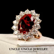 Diseño clásico de La Familia Real!!! Chapado En Oro rosa de Cristal Austriaco Rojo Princesa Señora Wholesale Del Anillo de Dedo